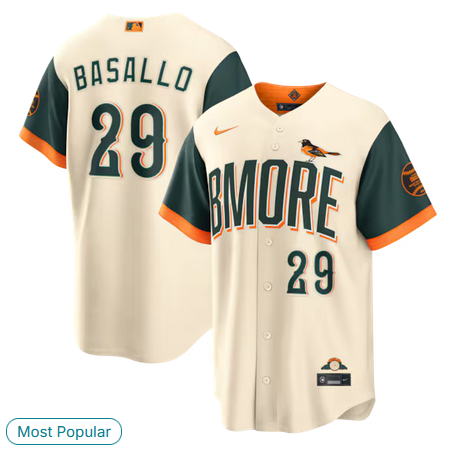 Men Baltimore Orioles #29 Basallo Cream Nike 2026 City Connect Stadium Jersey